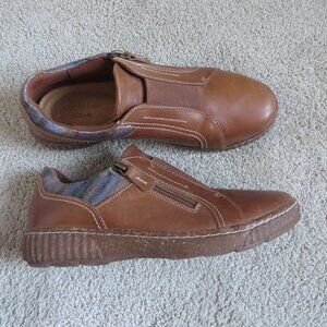 Clarks collection womens Caroline Cove shoes Size 9 Slip-on Brown/Tan Leather